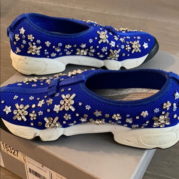 Dior Fusion Blue Crystal Embroidered Sneakers 37 - Picture 8 of 8